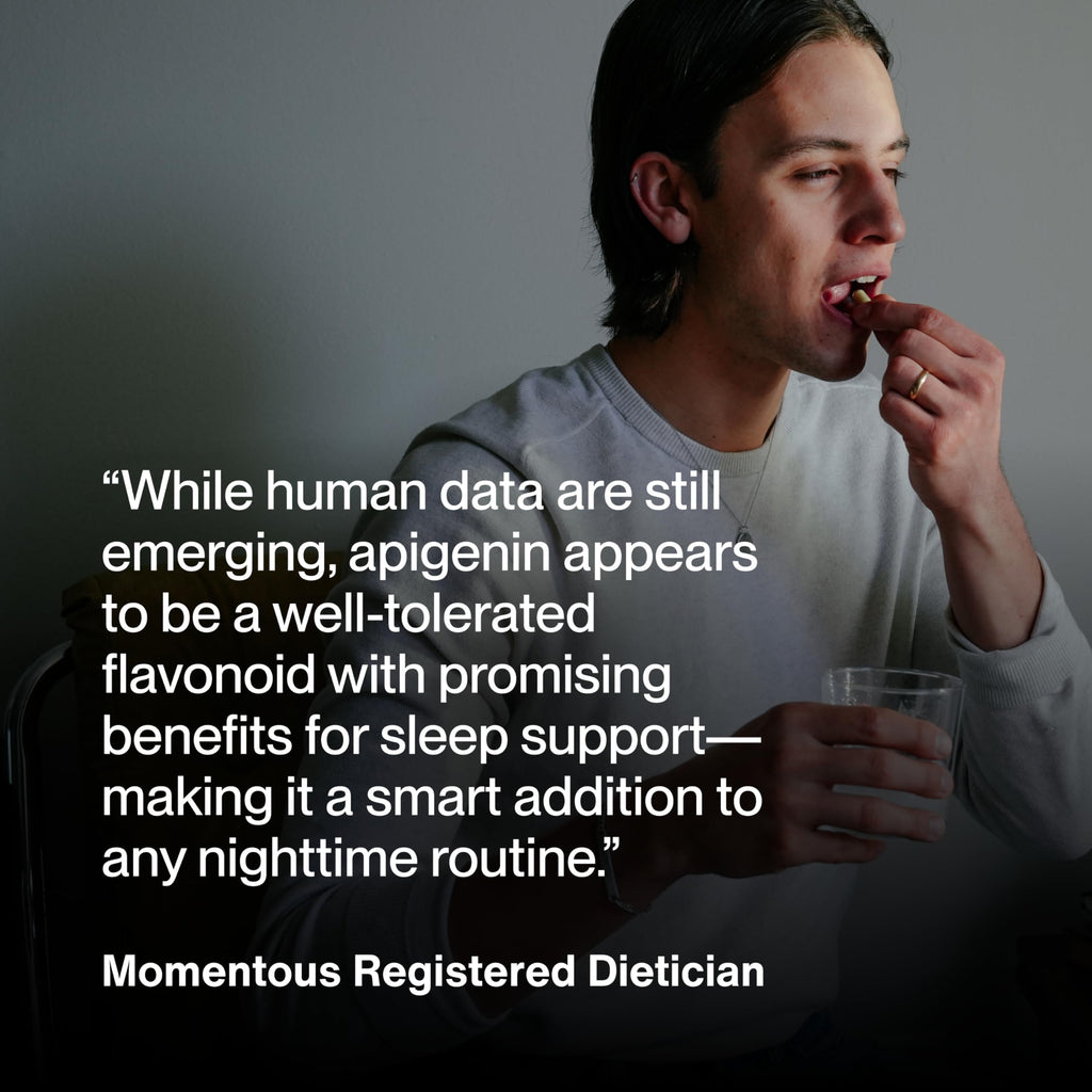 Momentous Apigenin Supplement Capsules, 50mg per Serving | Supports Sleep Quality & Relaxation, NSF Certified for Sport, Non-GMO & Gluten-Free, Cognitive Wellness Formula (60 Servings)