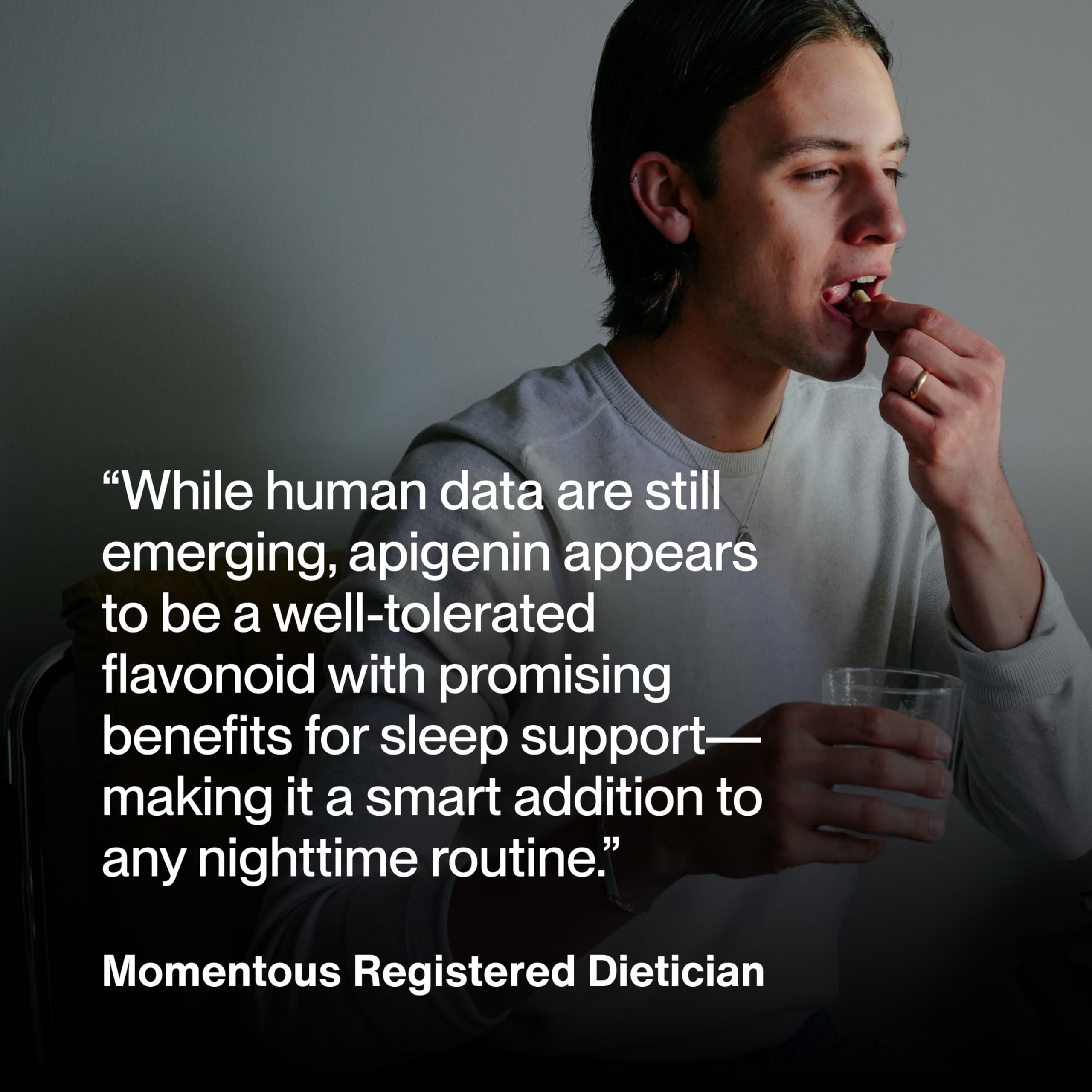 Momentous Apigenin Supplement Capsules, 50mg per Serving | Supports Sleep Quality & Relaxation, NSF Certified for Sport, Non-GMO & Gluten-Free, Cognitive Wellness Formula (60 Servings)