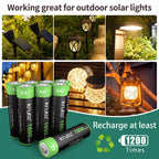 Rechargeable AA Battery Solar Batteries AA for Solar Lights 20 Pack