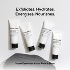 MARLOWE.Men's Travel Kit, Face + Body Essentials, TSA Friendly 3.4 oz Each | Travel Essentials, TSA Friendly Body Wash, Body Lotion, Facial Scrub & Facial Moisturizer