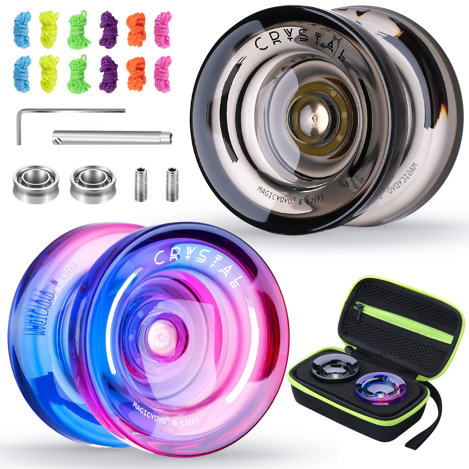 Buy now MAGICYOYO K2 Plus Crystal Orange Yoyo, Professional Fingerspin Trick Yo Yo for Kids/Adults, Responsive Yo-yo for Beginner, Replacement Unresponsive Bearing with 6 Yo yo Strings+Bearing Remover K2 Crystal Gradient+Black at indiglob india