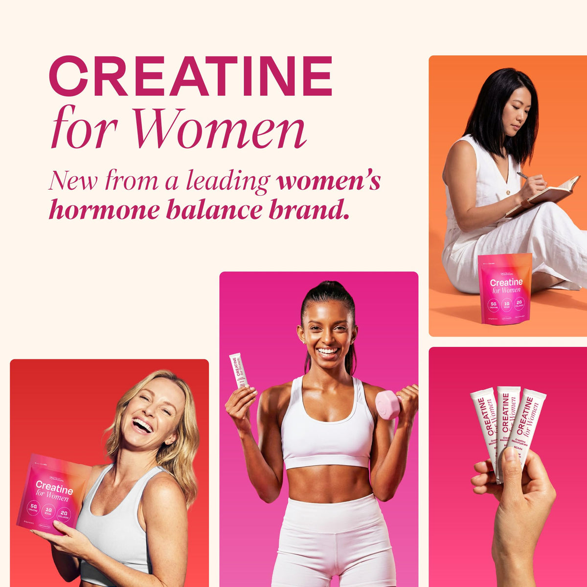 Creatine for Women with Collagen Peptides, Stick Packs, Strength Support