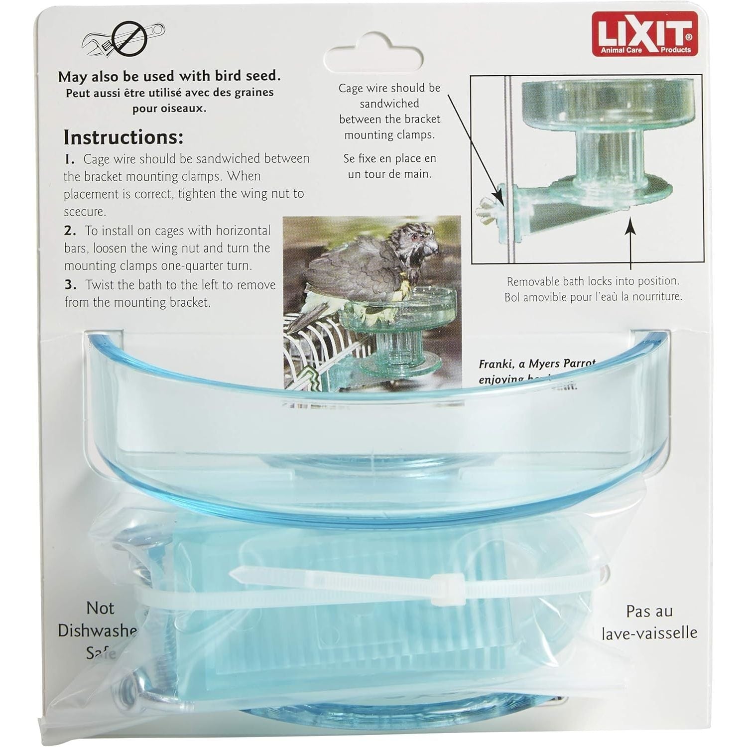 Buy now Lixit Quick Lock Bird Cage Bath for Lovebirds, Canaries, Finches, Parakeets, and Cockatiels and Other Small to Medium Feathered Friends (Pack of 1) at indiglob india