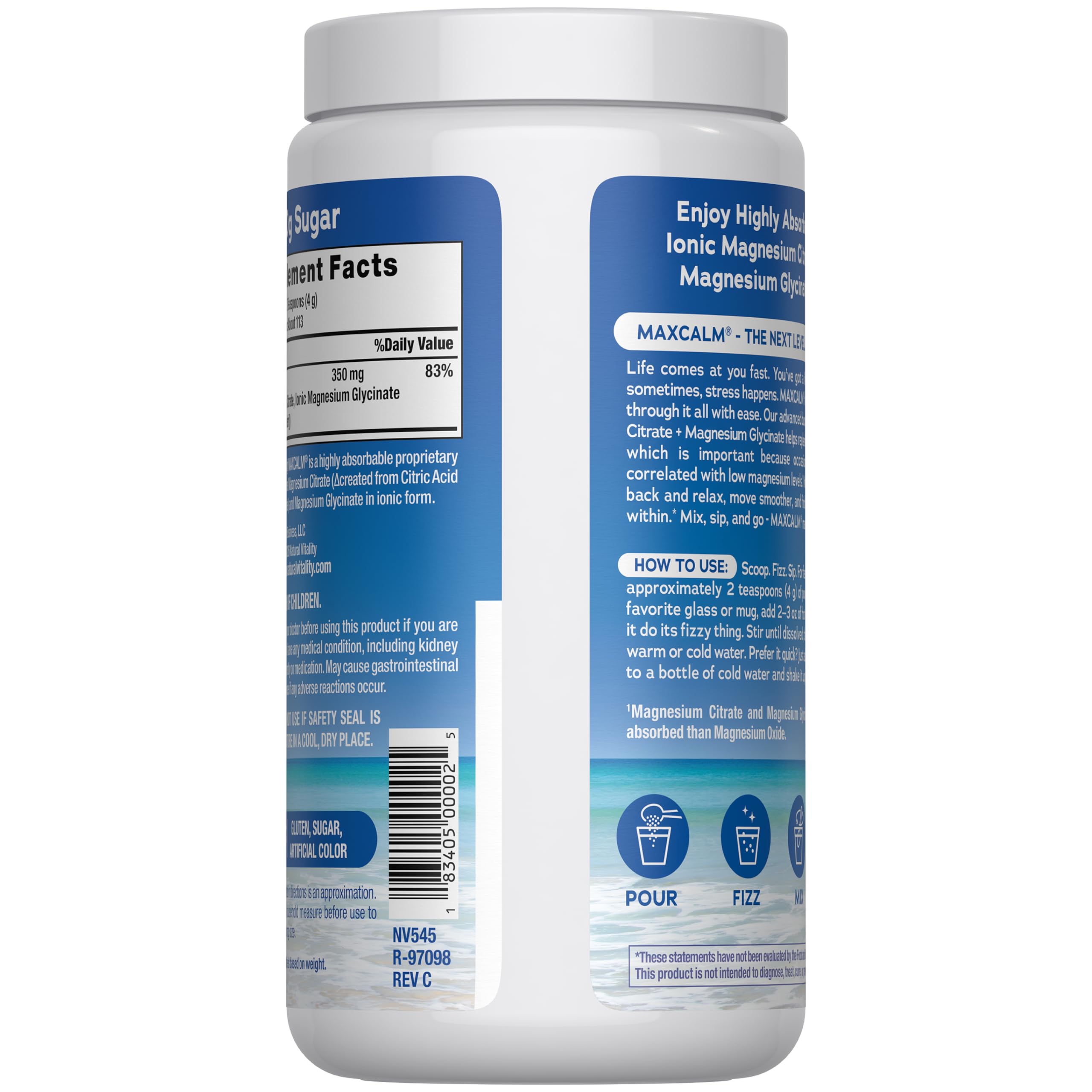 Natural Vitality Calm, Magnesium Supplement, Anti-Stress Drink Mix Powder, Gluten Free, Vegan, & Non-GMO, Original Unflavored, 16 oz