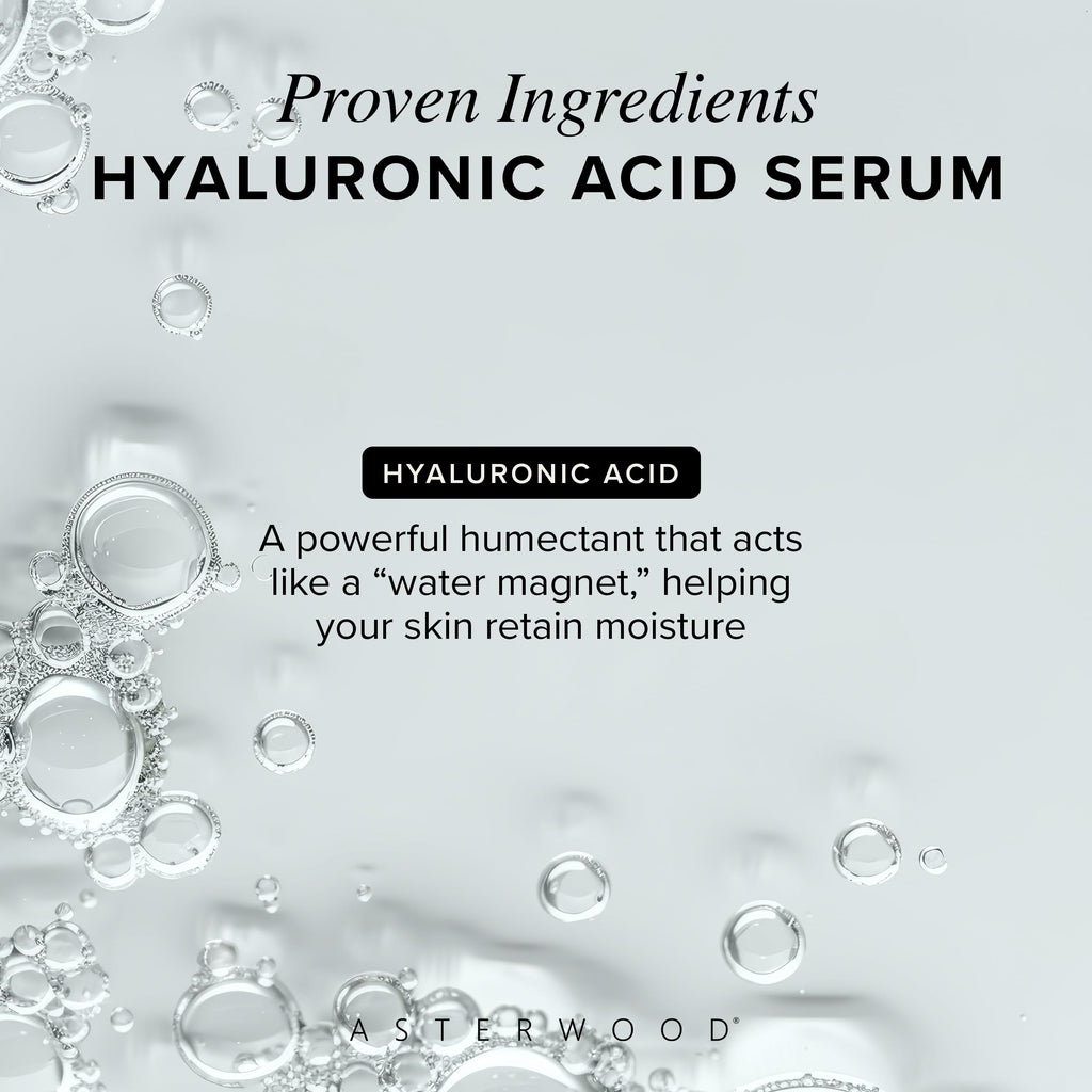 Asterwood Pure Hyaluronic Acid Serum for Face, Anti-Aging & Hydrating | Deep Hydrating, Plumping & Smoothing Serum, Cruelty-Free, Fragrance-Free & Vegan, 8 Fl Oz