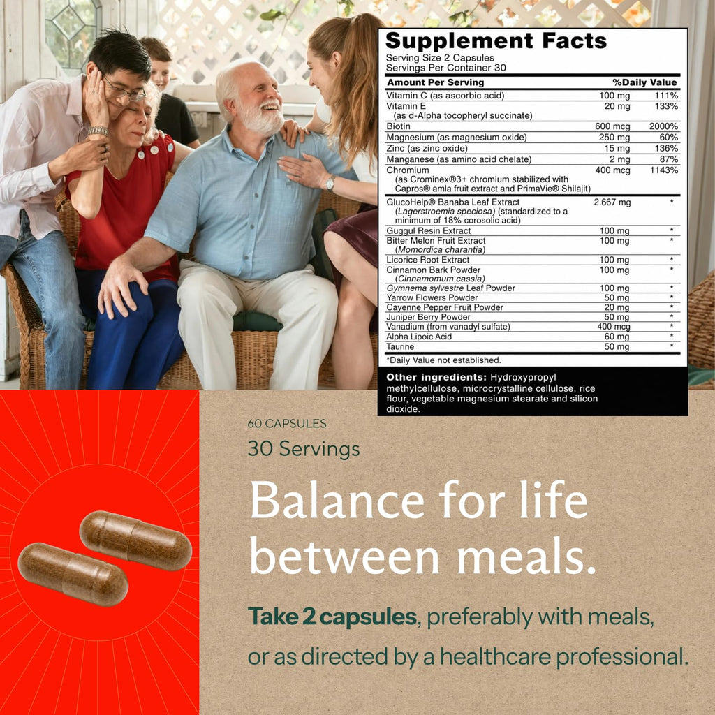 Premium Blood Sugar Support Supplement–Supports Healthy Blood Sugar Levels Already Within Normal Range – Includes Bitter Melon Extract, Vanadium, Chromium, Cinnamon, & Alpha Lipoic Acid-60 Capsules