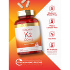 Carlyle Vitamin K2 Supplement 100 mcg | K2 MK-4 | 240 Capsules | Non-GMO & Gluten Free