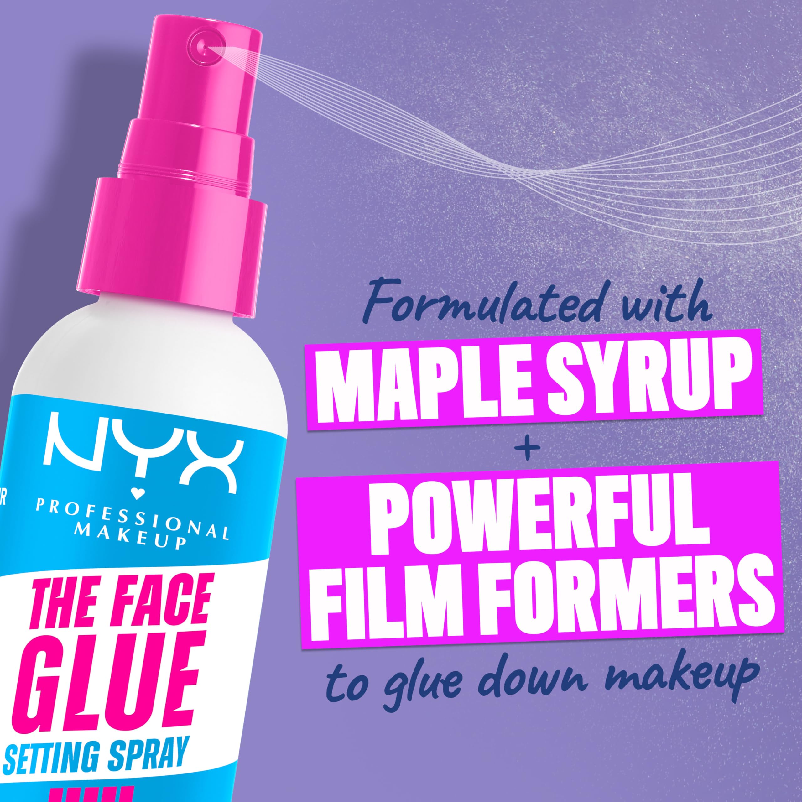 Buy now NYX PROFESSIONAL MAKEUP The Face Glue Setting Spray, Transfer-Resistant Waterproof Setting Spray, Up to 24HR Make Up Wear at indiglob india