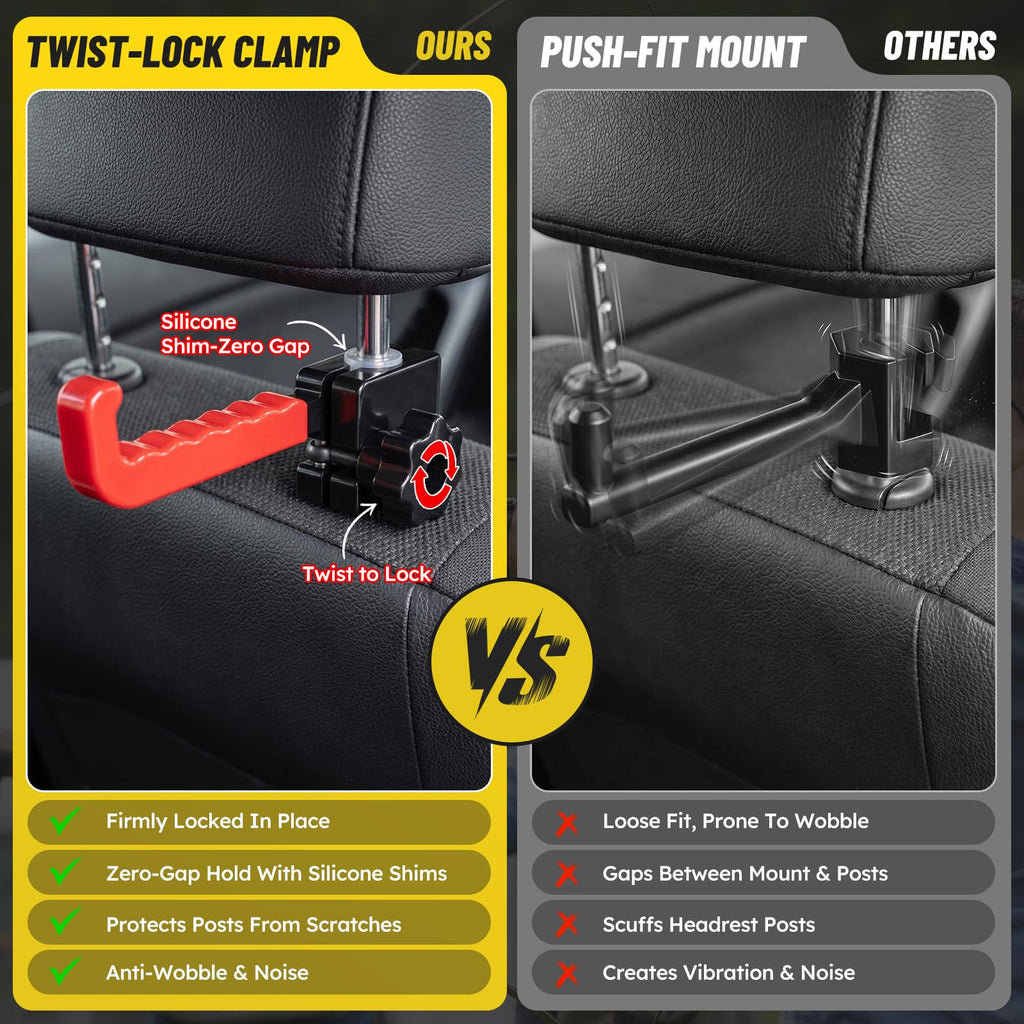 Heavy Duty Steel Bow Hanger for Truck, Headrest Hard hat Holder for Truck