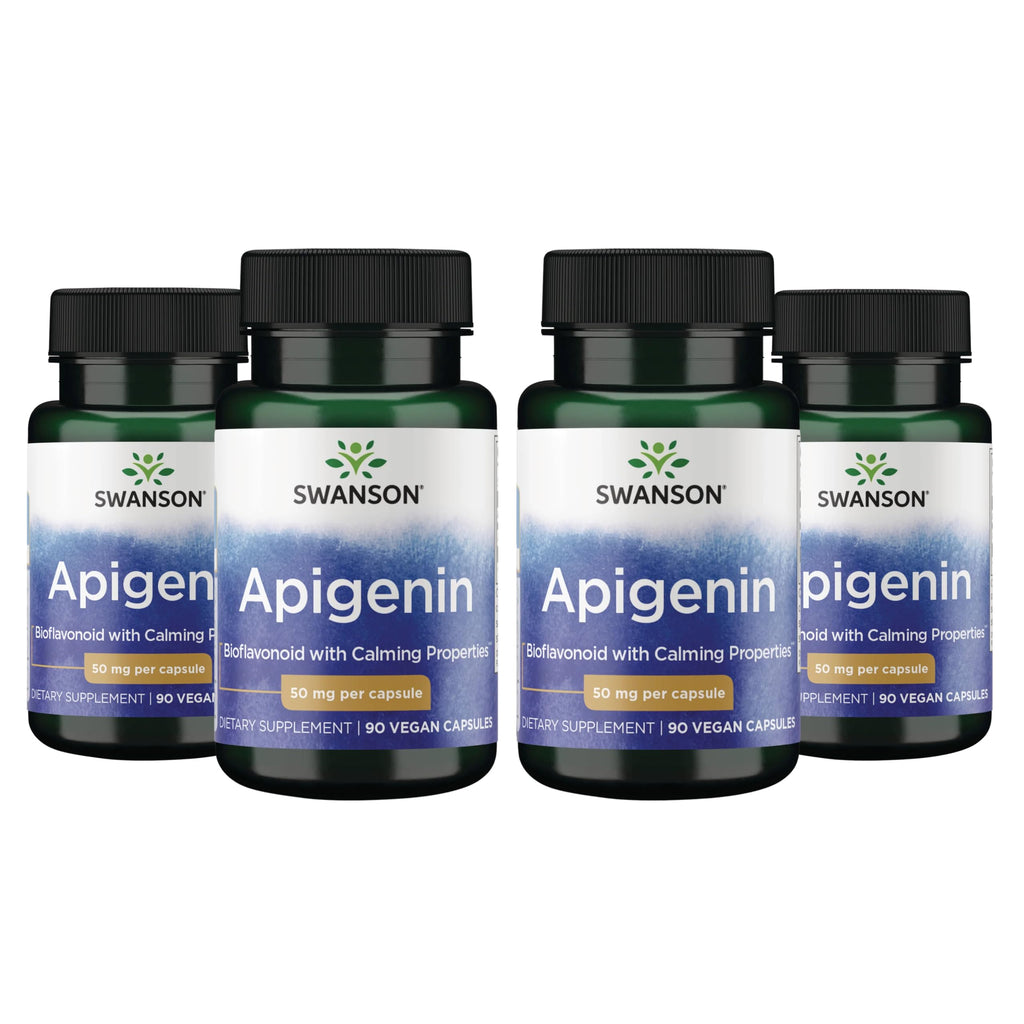 Swanson Apigenin Sleep and Relaxation Supplement, 50 mg, 90 Capsules | For Adults Seeking Natural Sleep, Relaxation, and Stress Relief Support, Antioxidant Bioflavonoid Found in Chamomile