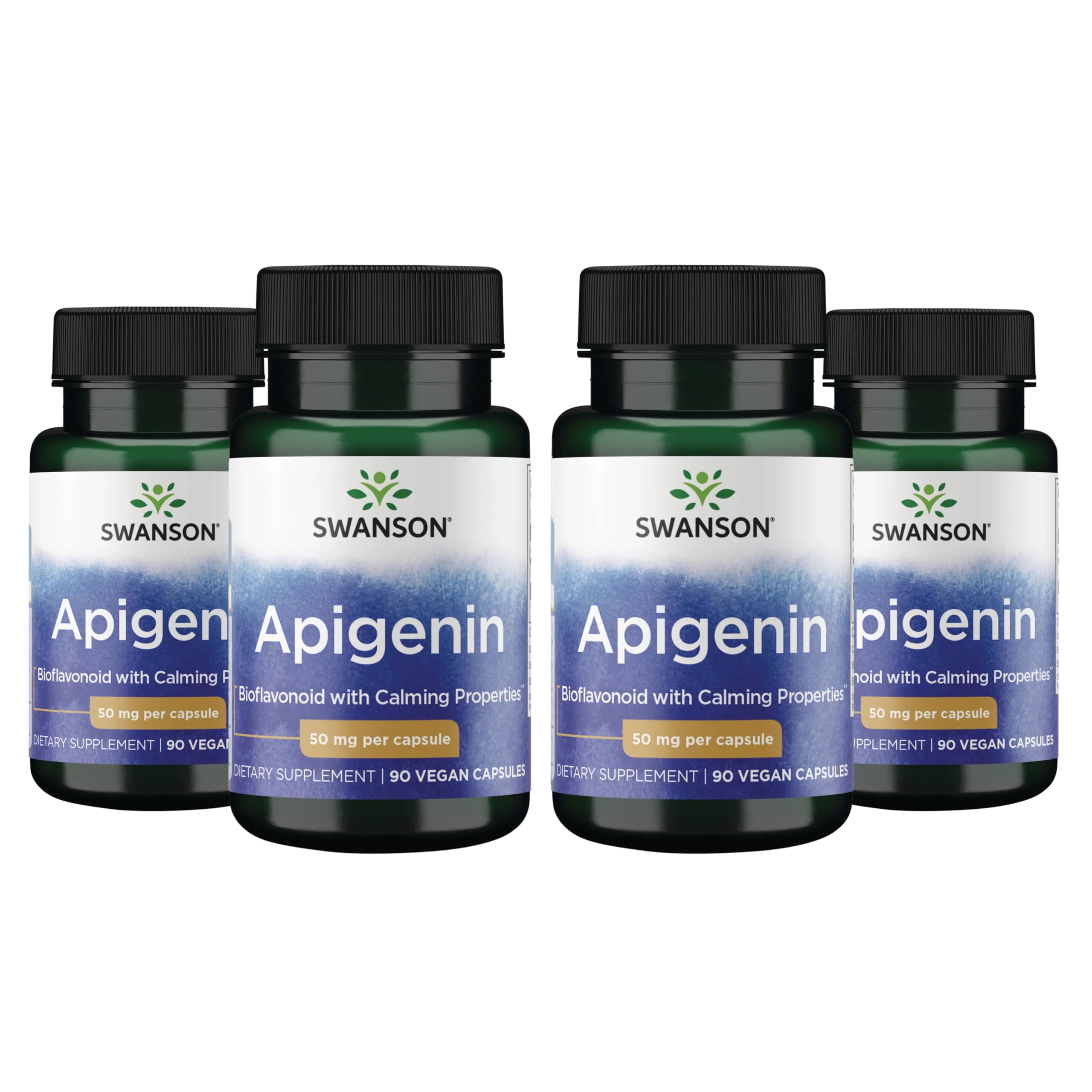 Swanson Apigenin Sleep and Relaxation Supplement, 50 mg, 90 Capsules | For Adults Seeking Natural Sleep, Relaxation, and Stress Relief Support, Antioxidant Bioflavonoid Found in Chamomile