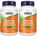Now Supplements,Turmeric Curcumin with BioPerine,Immune System Support,Standardized to 95% Curcuminoids,Enhanced Absorption*,90 Veg Capsules,(Pack of 2)
