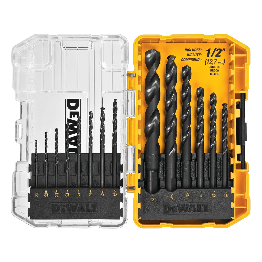Buy now DEWALT Drill Bit Set, 3-Flats Shank,14-Piece, 135 Degree Split Point, for Plastic, Wood and Metal (DWA1184) at indiglob india