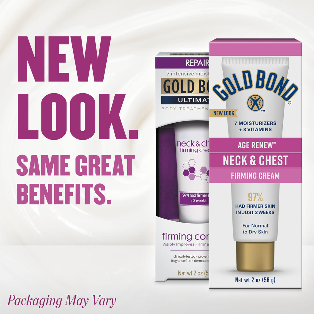 Gold Bond Age Renew Neck & Chest Firming Age Renew Cream, 2 oz | Firmer-looking skin, hyaluronic acid neck firming cream, improves elasticity and texture, dermatologist and clinically tested