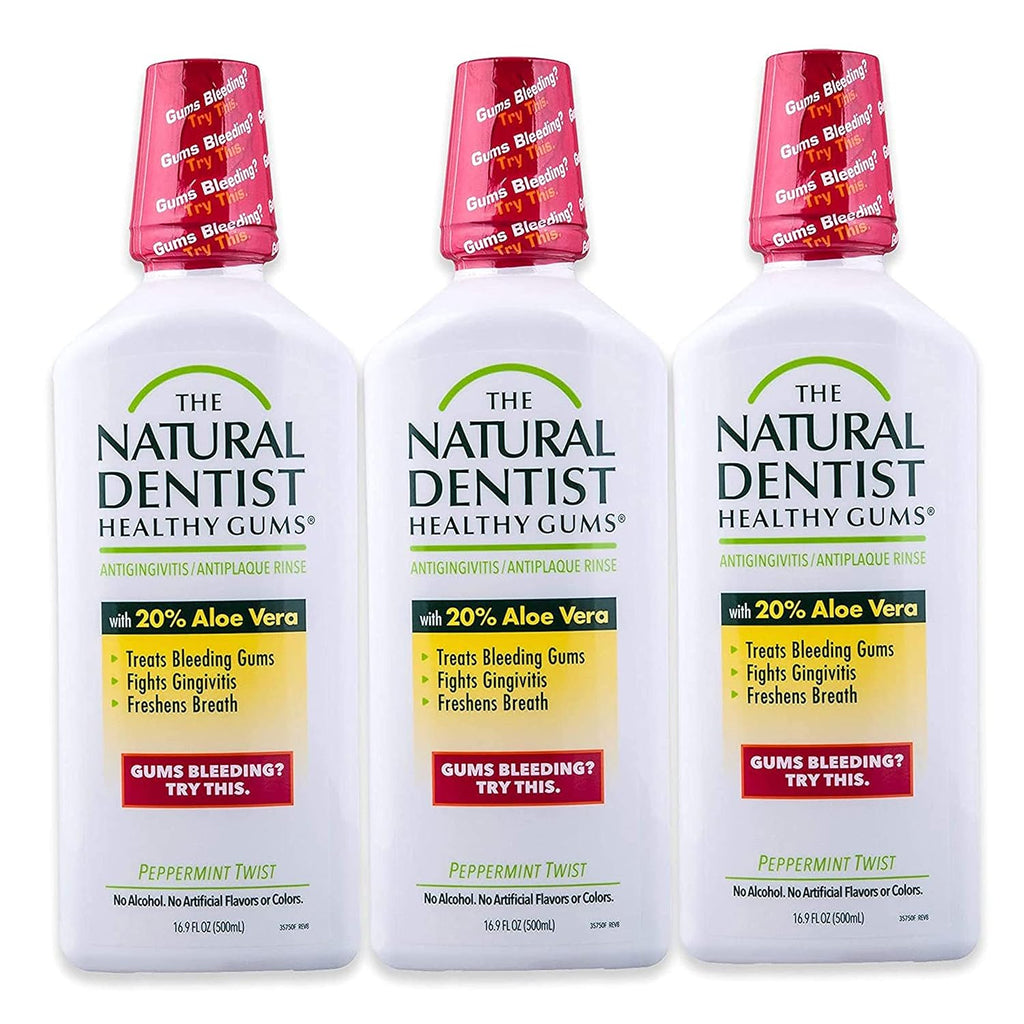 Buy now The Natural Dentist Healthy Gums Antigingivitis/Antiplaque Rinse, Adults 12 & Up, Gingivitis Mouthwash for Bleeding Gums, Safe for Chemo Patients, Aloe Vera, Alcohol-free, Three 16.9 fl oz bottles at indiglob india