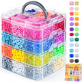 4800PCS Pony Beads Bulk, 24 Colors Kandi Rave Beads for Bracelet Making