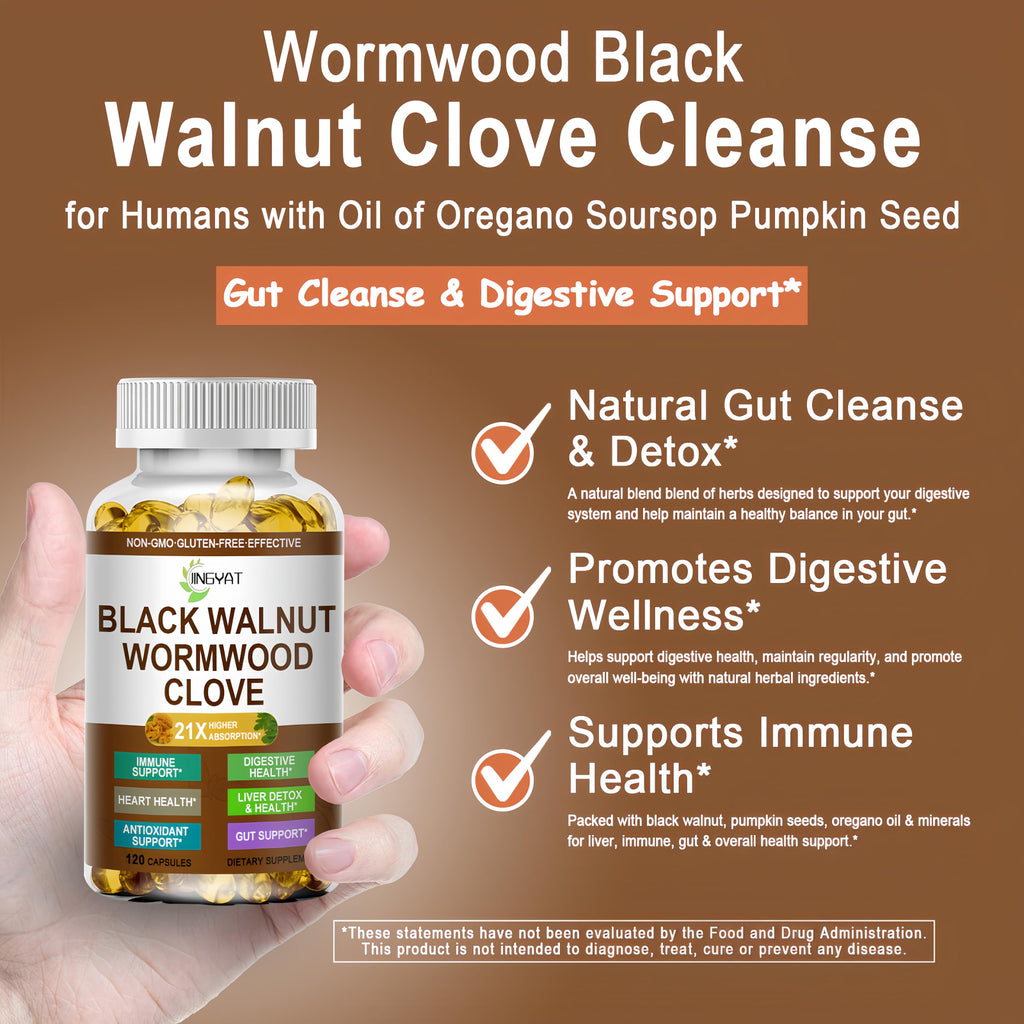Wormwood Black Walnut Cleanse for Humans - High Absorption Wormwood Black Walnut Cloves Softgels for Digestive Cleanse Detox - Soursop Pumpkin Seed Oil of Oregano Turmeric Berberine - Non-GMO