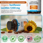 Organic Sunflower Lecithin 1200mg, Brain & Nervous System Support, 100CT