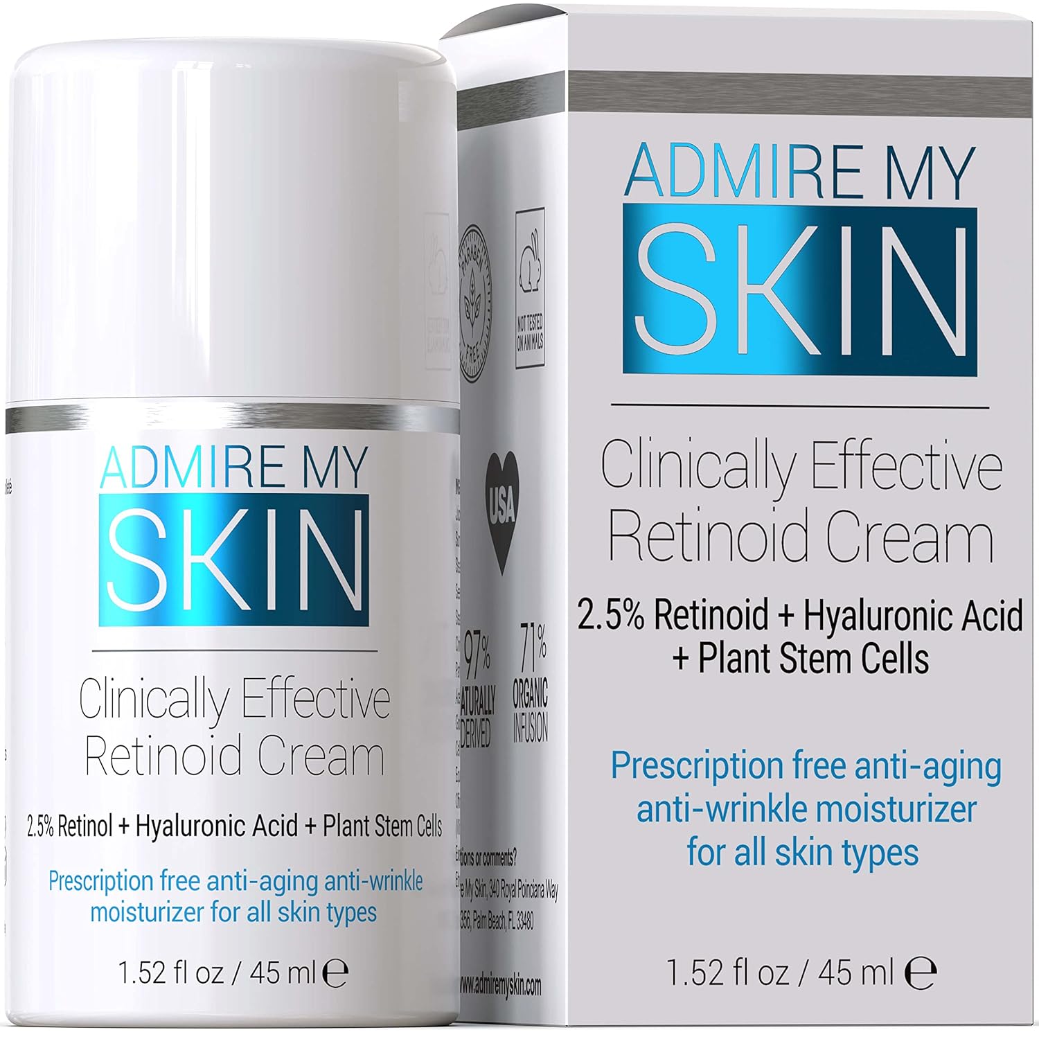 Buy now Admire My Skin Potent Retinoid Cream - Anti Aging Retinol Cream Moisturizer to Help Clear Acne Prone Skin, Eliminate Wrinkles and Provide You With That Healthy Youthful Glow at indiglob india