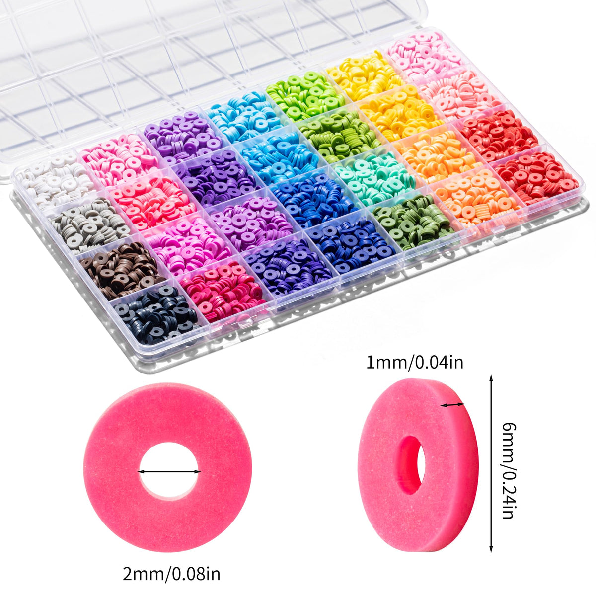 28 Colors 3500 Pcs Clay Beads Kit for Bracelets Making, Flat Round Polymer Spacer heishi Clay Beads for Craft and Jewelry Making