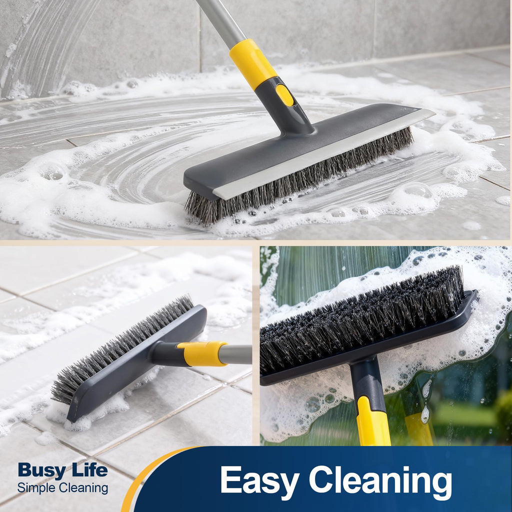 Yocada Floor Scrub Brush Telescopic Handle 2 in 1 Scrape Brush 55.9 inch