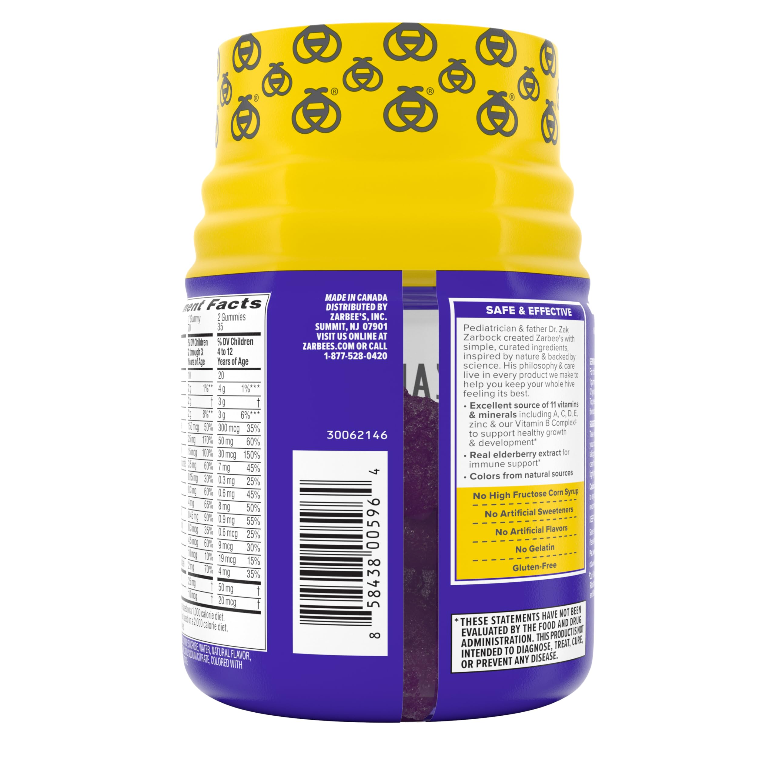 Zarbee's Kids Complete Multivitamin Gummies + Immune Support, 70 ct | For Kids Ages 2+, Children Vitamins Gummy, Vitamin A C D3 E B6 B12, Folic Acid & Total B-complex