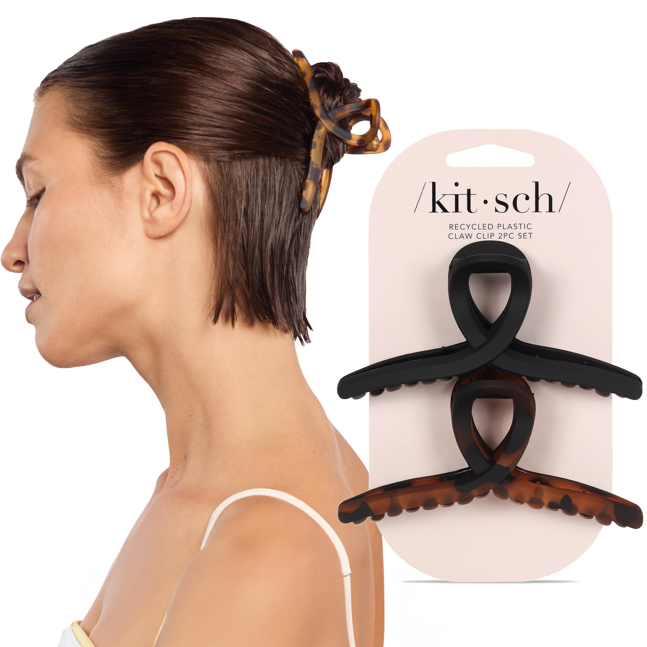 Buy now Kitsch Medium Claw Clips for Women - Strong Hold & Stylish Glossy Puffy Design Hair Accessories | Half-Up or Full Updos | Ideal Gifts for Women - 2pc Set, Black & Tort Tortoise and Black (2 Pieces, Large Loop) at indiglob india