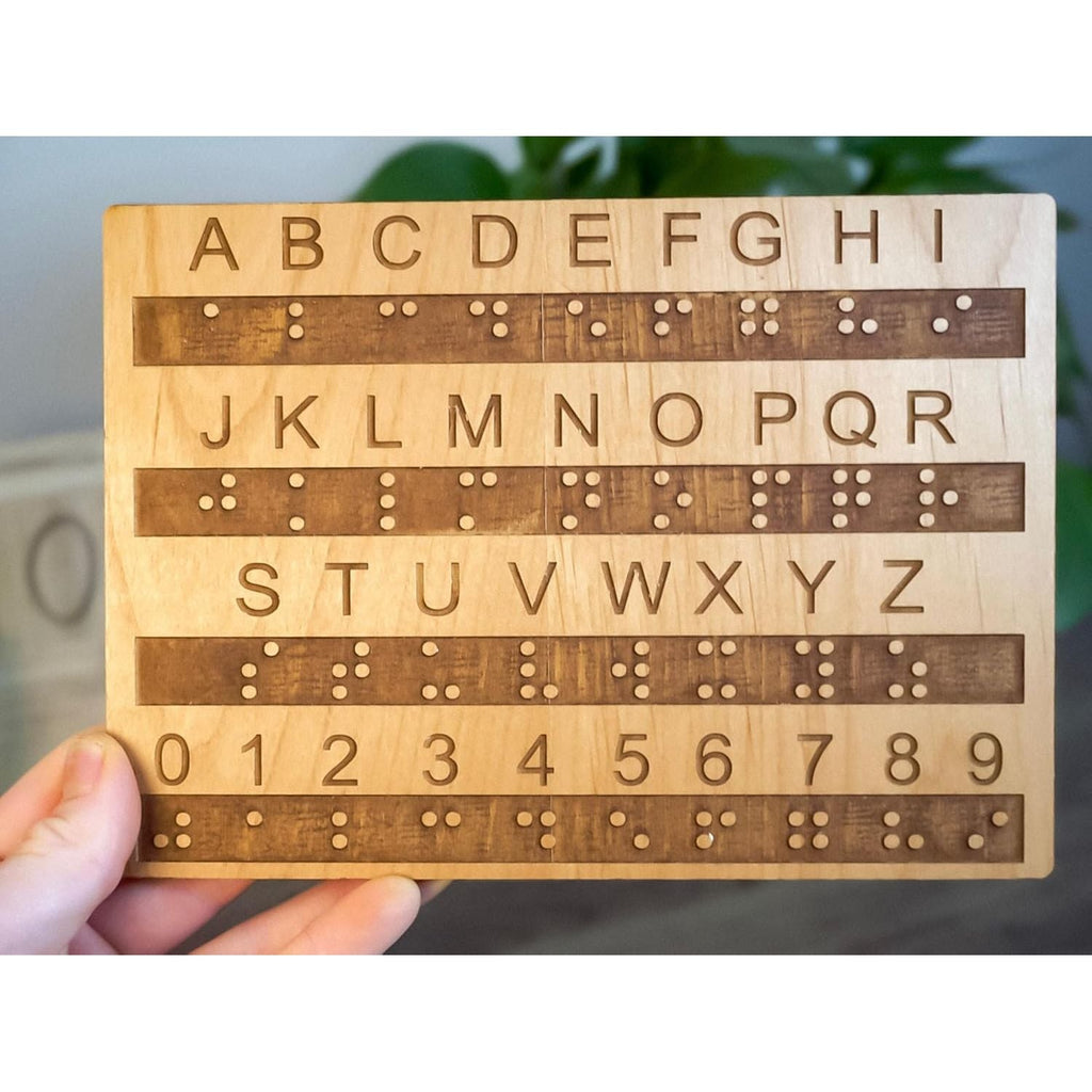Buy now Creative Escape Rooms Made in USA - Raised Dots Braille Alphabet and Number Wood Board - Learn Braille - Tactile Montessori - Teaching Aid at indiglob india