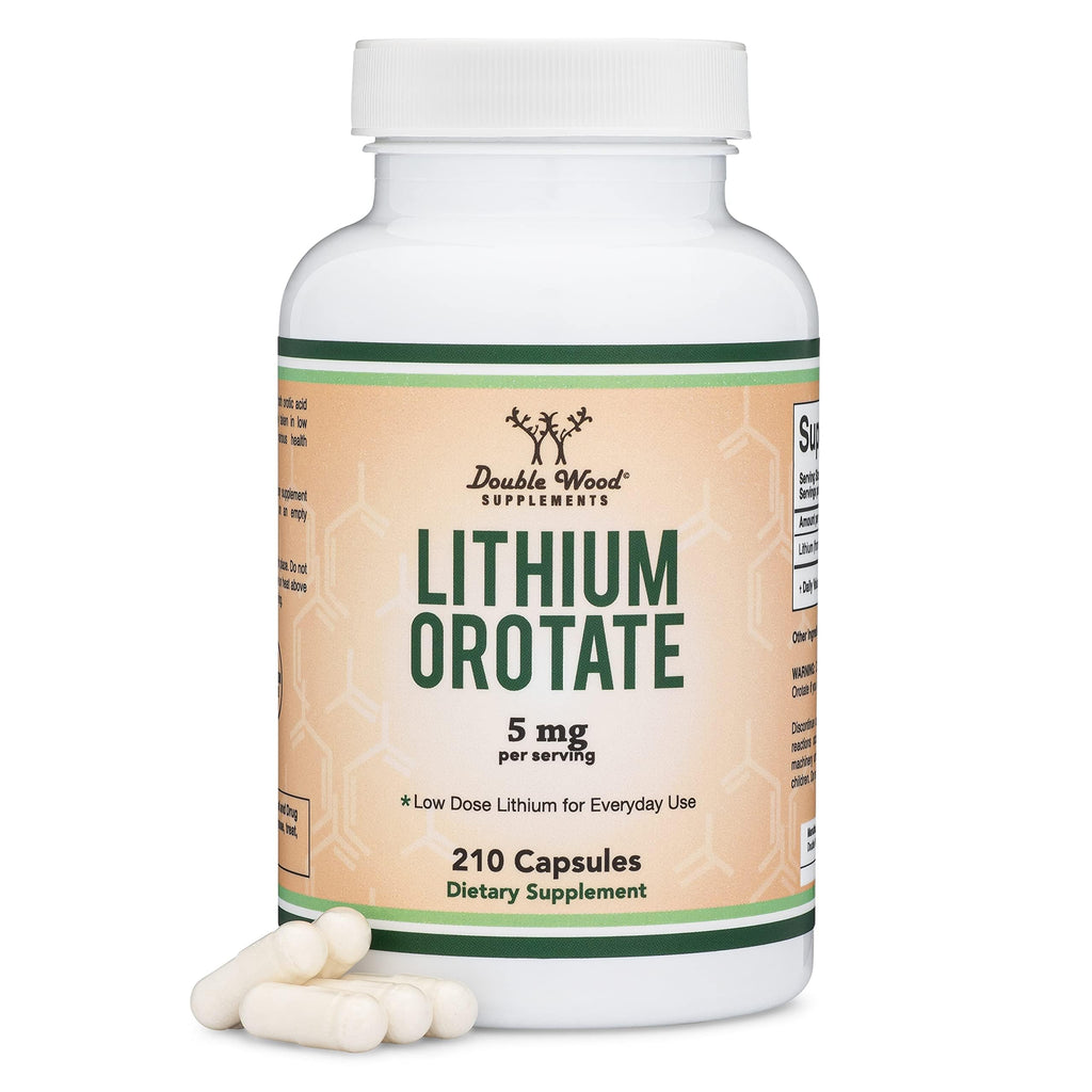 Lithium Orotate 5mg Elemental, Mood + Calm Support, 210 Capsules | Mood + Calm Supplement, 5mg Elemental Lithium, Single-Ingredient (No Blends), Emotional Wellness + Clarity, Vegan
