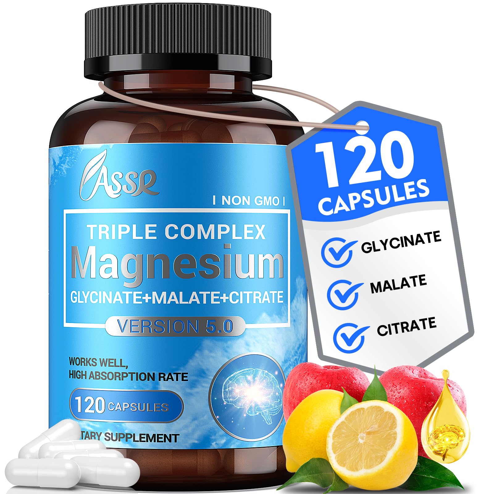 ASSR Supplement Ready to Drink No Mix, Triple Magnesium Glycinate, Malate, Citrate, Ashwagandha, L Theanine, Vitamin D, 25ct