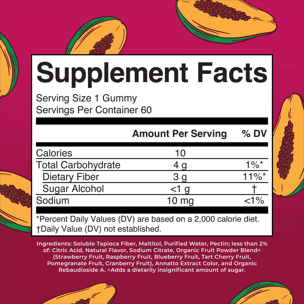 MARYRUTH'S Fiber Gummies for Adults, Sugar Free, 60 Count, 2 Month Supply | Soluble Fiber Supplement, Gut Health & Digestion Support, 3g Fiber per Gummy, Vegan