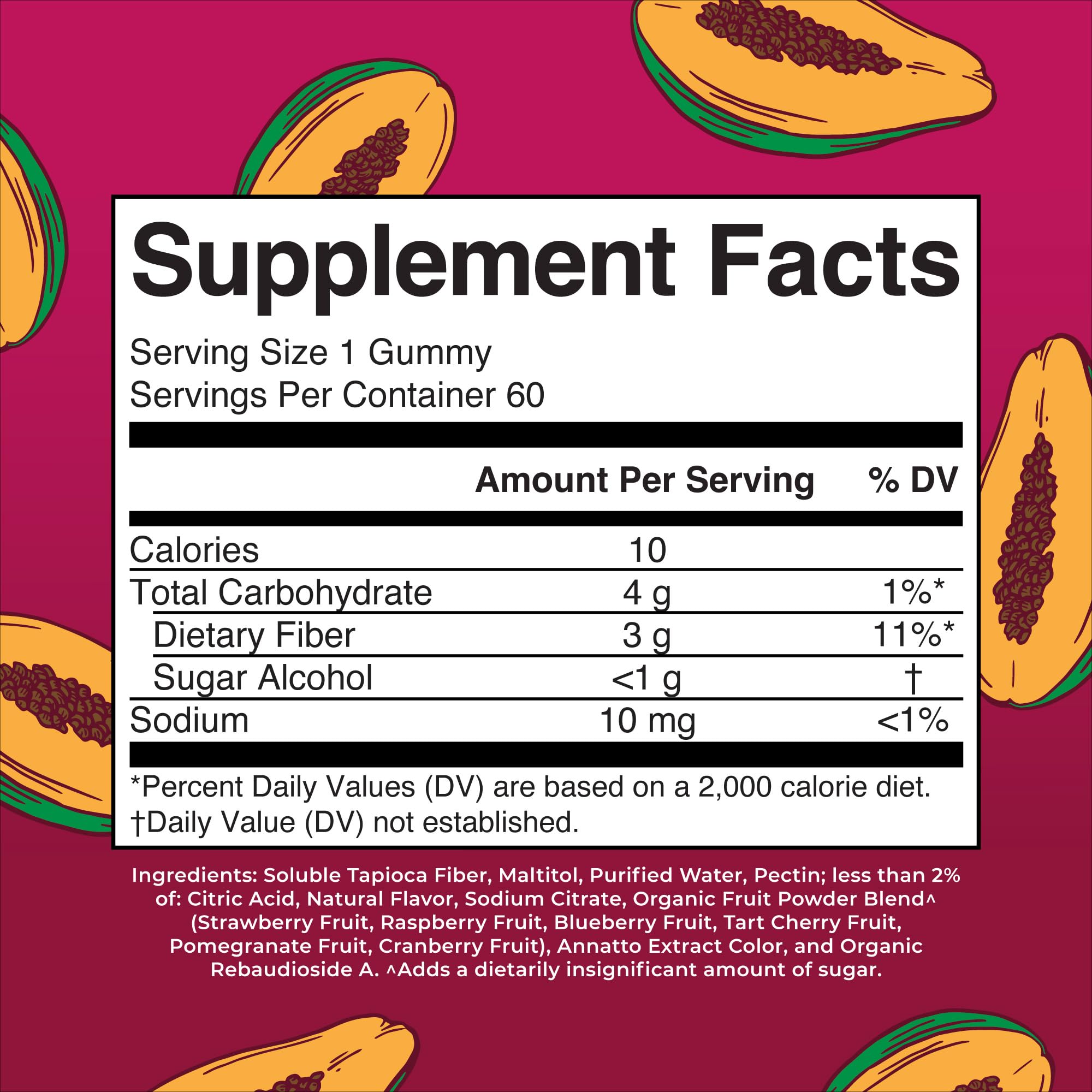 MARYRUTH'S Fiber Gummies for Adults, Sugar Free, 60 Count, 2 Month Supply | Soluble Fiber Supplement, Gut Health & Digestion Support, 3g Fiber per Gummy, Vegan