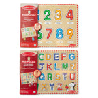 Buy now Melissa & Doug Wooden Lift & See Peg Puzzle Early Learning 2-Pack for Girls and Boys ƒ?? Alphabet, Numbers at indiglob india