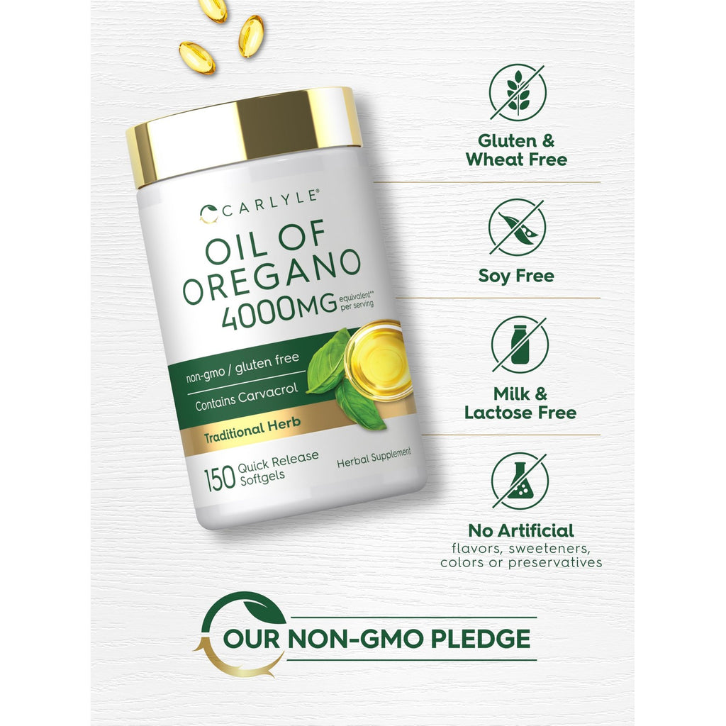 Carlyle Oregano Oil Supplement | 150 Softgel Capsules | Contains Carvacrol | Non-GMO & Gluten Free Formula