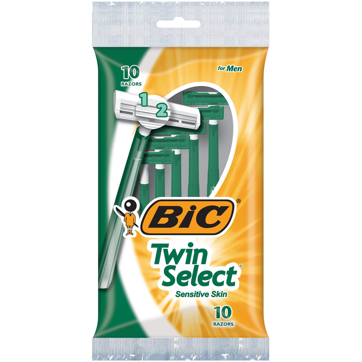 BIC Twin Select, Sensitive Skin, Disposable Shaver for Men, 10-Count