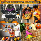 WOHOHOHO 45PCS 10 Designs Halloween Unfinished Paintable Blank with Tray