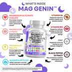 Clean Nutraceuticals Magnesium Glycinate Complex 1000mg with L-Theanine 200mg Apigenin 50mg Citrate Taurate Supplement (60 Count (Pack of 2))