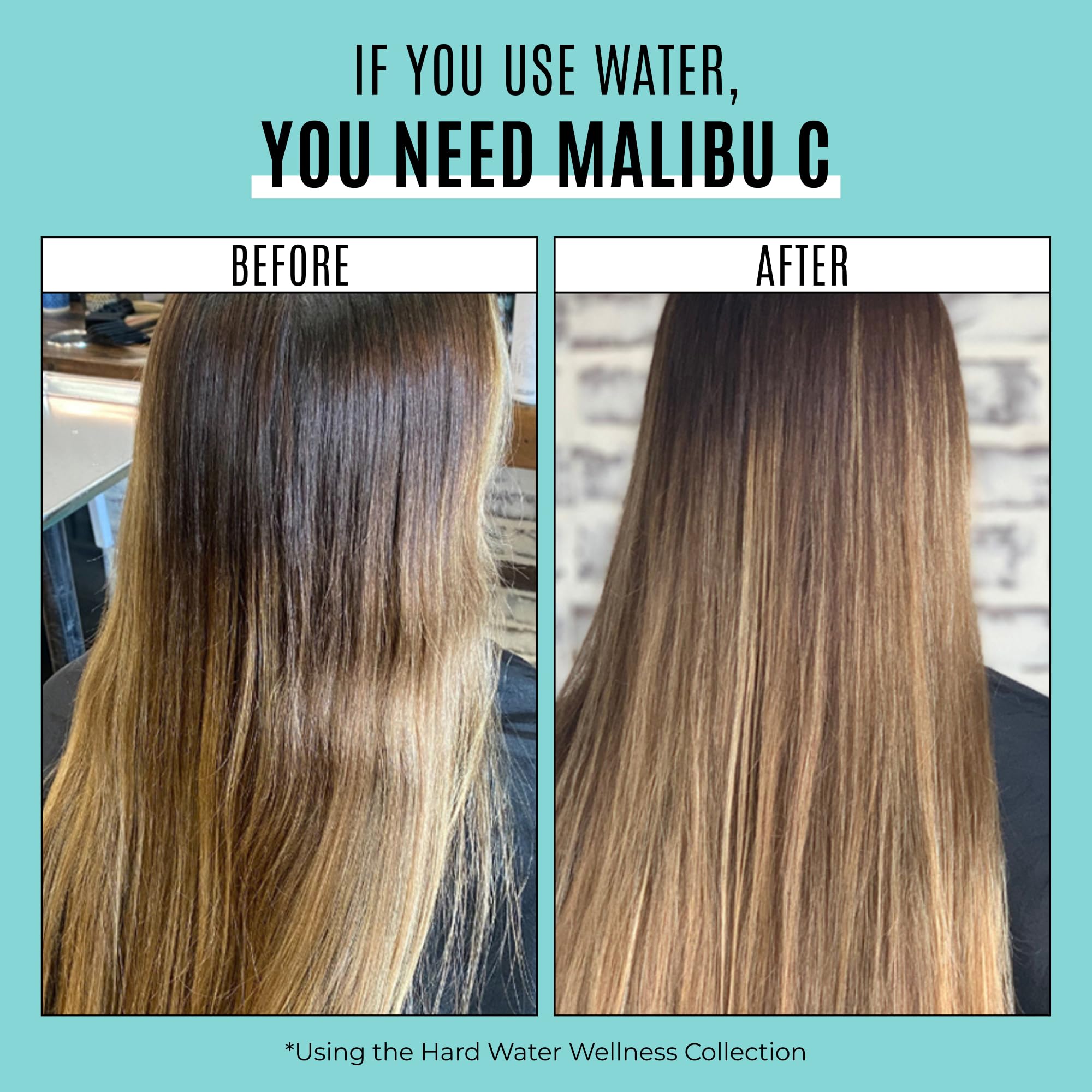 Malibu C Hard Water Wellness Shampoo - Hydrating, Sulfate-Free Hair Care for Hard Water - Removes Minerals and Buildup (9 oz) | Hydrating, Sulfate-Free Detox Shampoo for Hard Water, Gently Removes Minerals & Buildup, Vegan & Cruelty-Free Hair Care