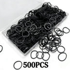 black Elastic Hair Bands，BEBEEPOO 500pcs Mini Rubber Bands with a box Soft Elastic Bands for Kid Hair Braids Hair
