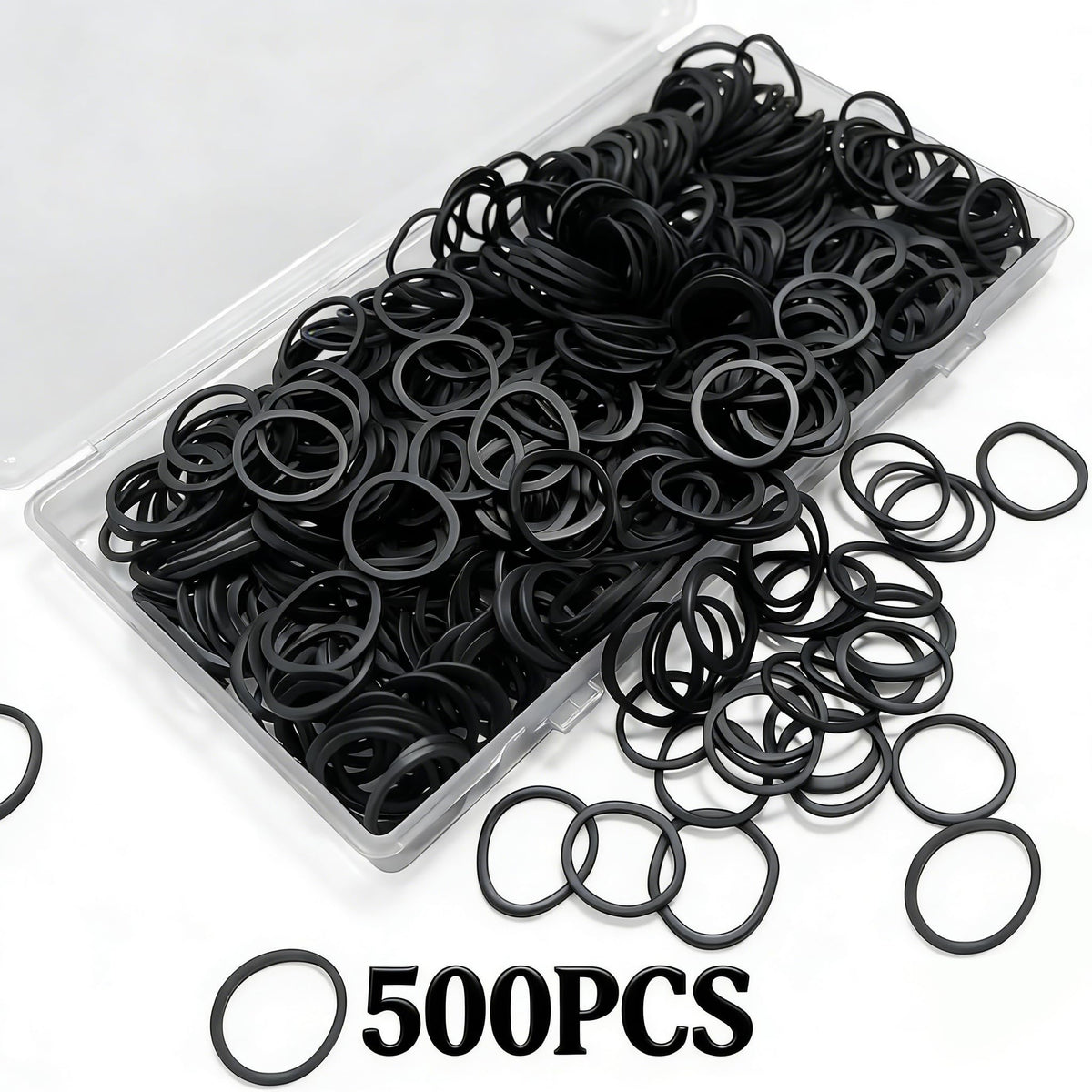 black Elastic Hair Bands，BEBEEPOO 500pcs Mini Rubber Bands with a box Soft Elastic Bands for Kid Hair Braids Hair