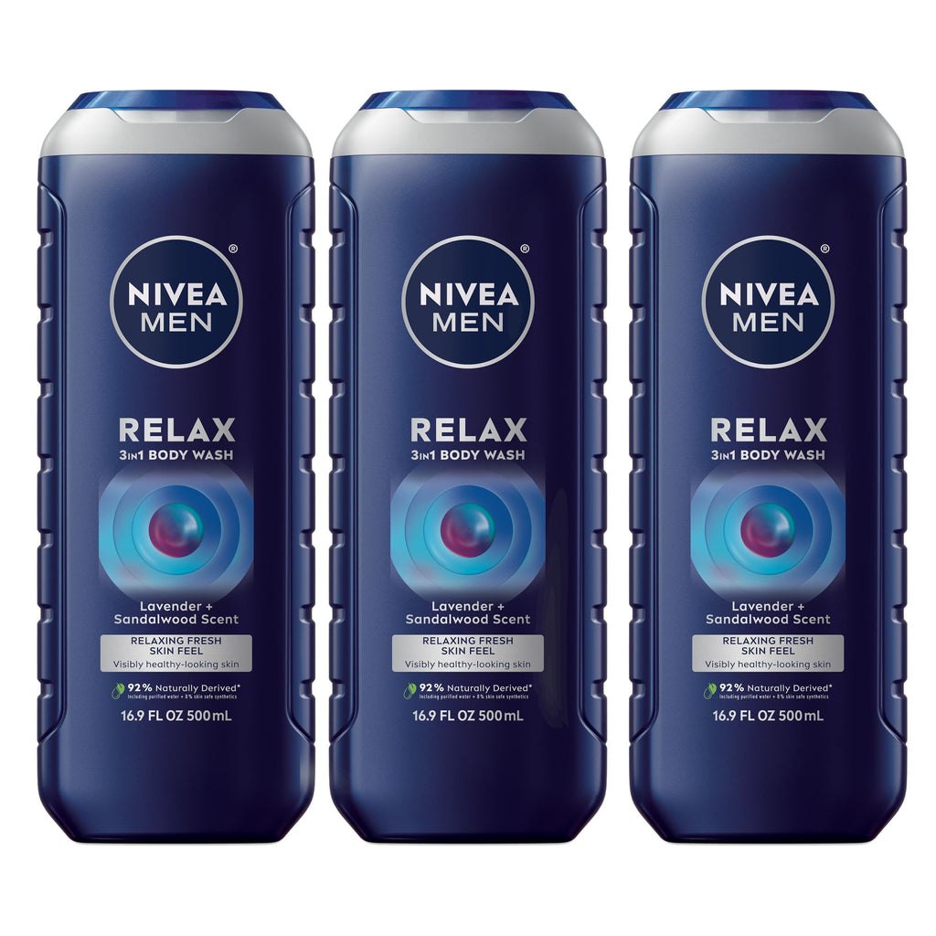 Buy now NIVEA MEN Cool Body Wash, Icy Menthol and Yuzu Scent, 3-in-1 Men's Body Wash, Face and Hair, Paraben Free, pH-Skin Friendly, 16.9 Fl Oz Bottle, Pack of 3 at indiglob india