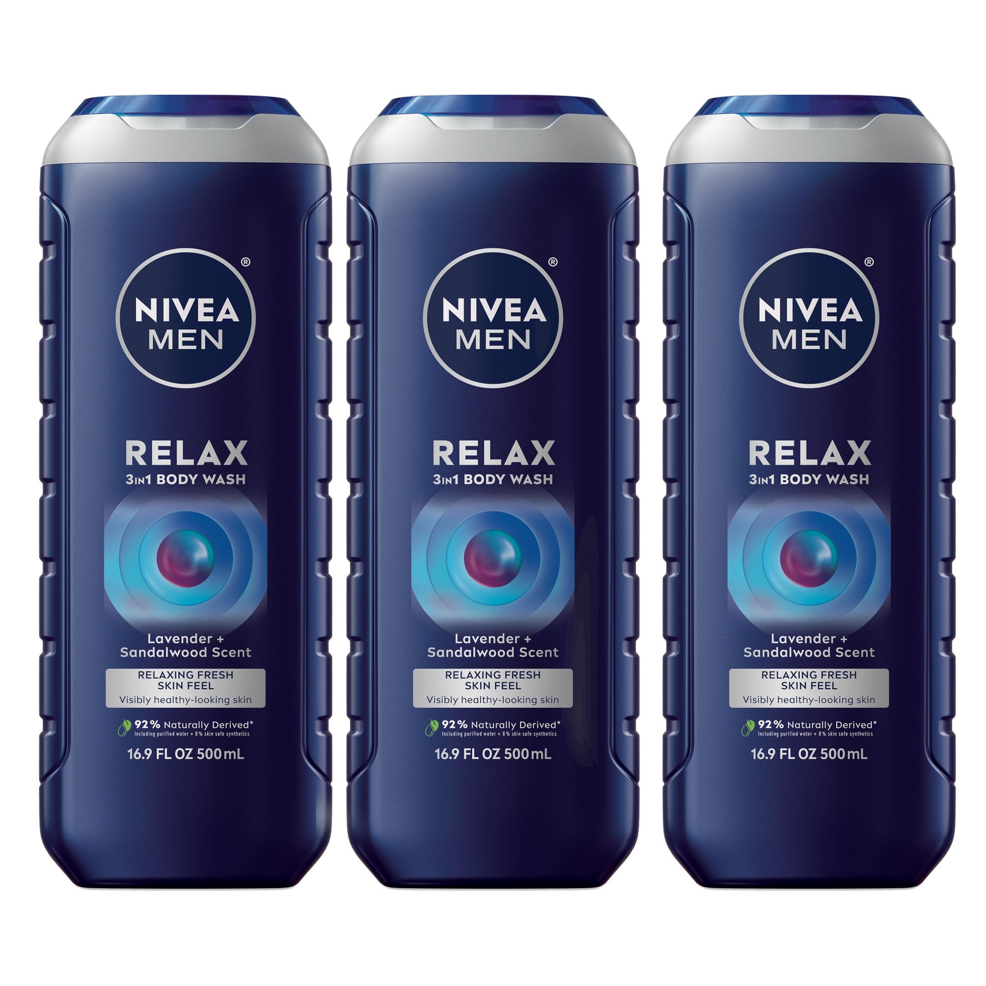 Buy now NIVEA MEN Cool Body Wash, Icy Menthol and Yuzu Scent, 3-in-1 Men's Body Wash, Face and Hair, Paraben Free, pH-Skin Friendly, 16.9 Fl Oz Bottle, Pack of 3 at indiglob india