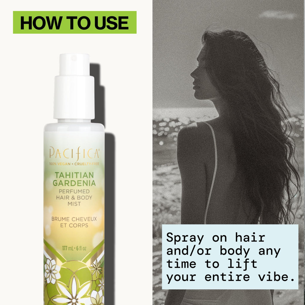 Pacifica Tahitian Gardenia Perfumed Hair & Body Mist, Alcohol-Free Spray Designed For Head-To-Toe Wear, Vegan & Cruelty-Free, 6 Fl Oz