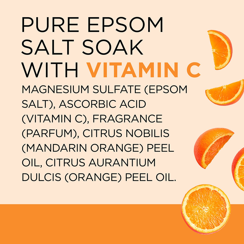 Dr Teal's Pure Epsom Magnesium Salt Soak, Glow & Radiance with Vitamin C & Citrus Essential Oils, 3 lbs
