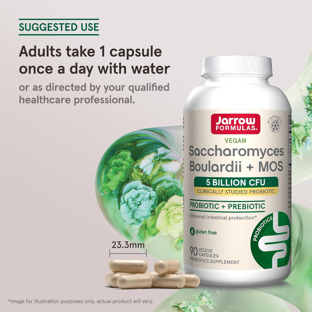 Buy now Jarrow Formulas Saccharomyces Boulardii Probiotics + MOS 5 Billion CFU Probiotic Yeast for Intestinal Health Support, Gut Health Supplements for Women and Men, 90 Veggie Capsules, 90 Day Supply at indiglob india