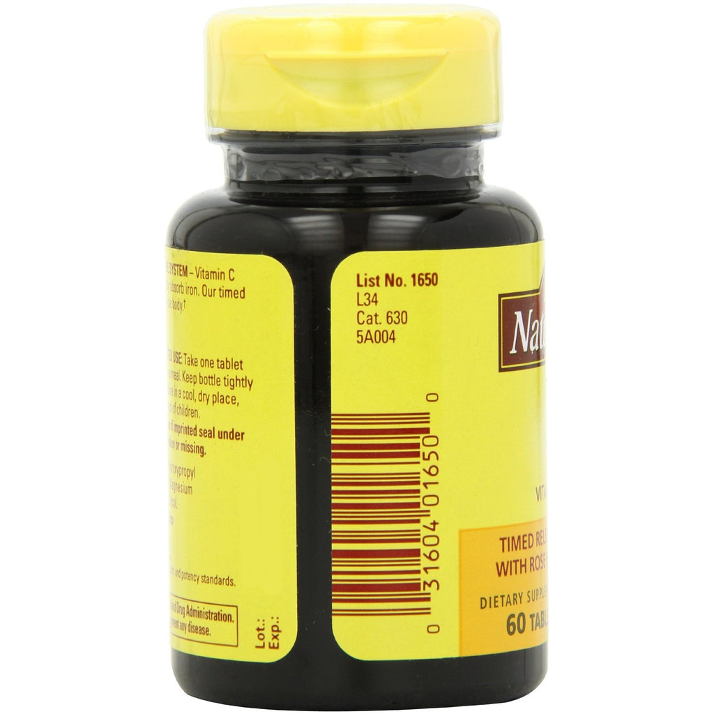 Nature Made Vitamin C 1000 mg Time Release Tablets with Rose Hips, 60 Count to Help Support the Immune System