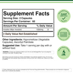 Inositol Capsules (Myo Inositol) 1000mg Health Support for Women 120 Count (No Fillers, Vegan Safe, Gluten Free) by Double Wood