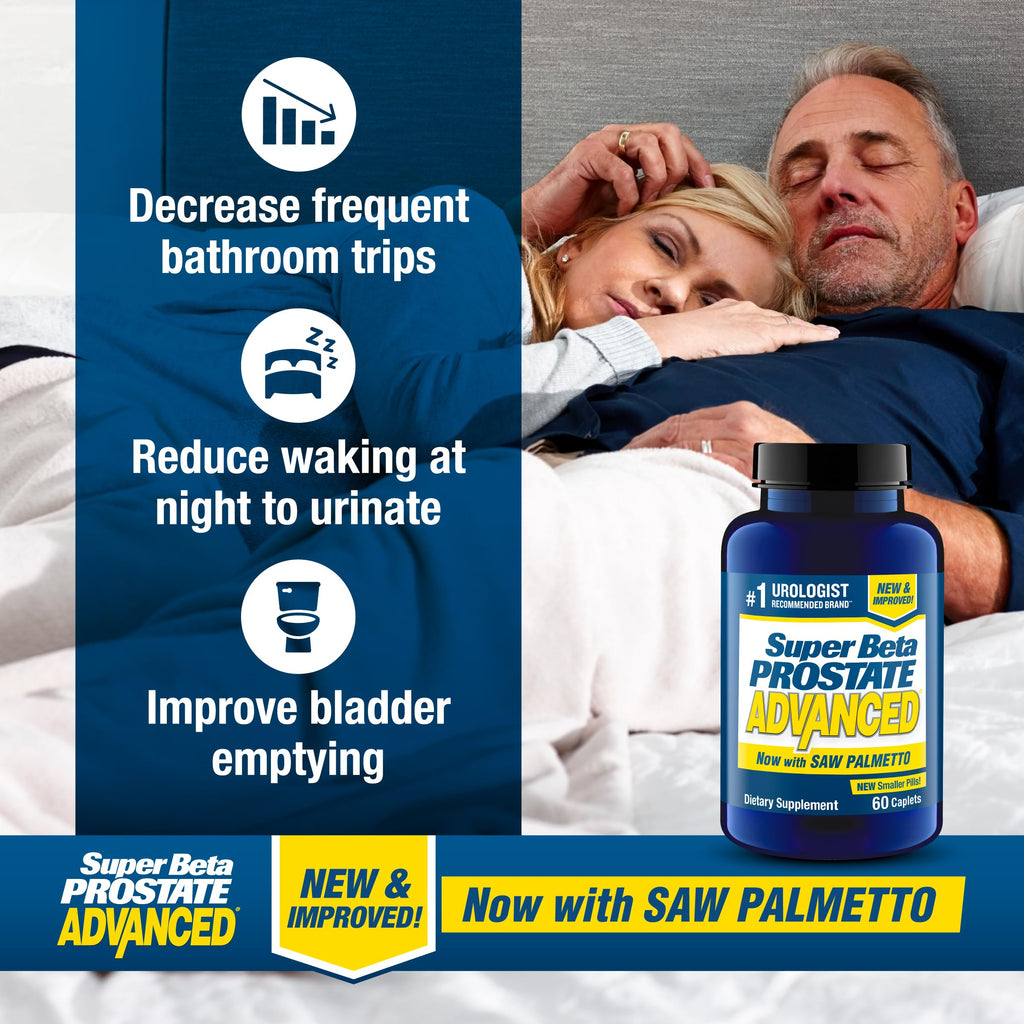 SUPER BETA PROSTATE Advanced with Saw Palmetto, Prostate Support, 60 Count | Prostate Health Supplements for Men, Bladder & Urinary Support, Promote Sleep
