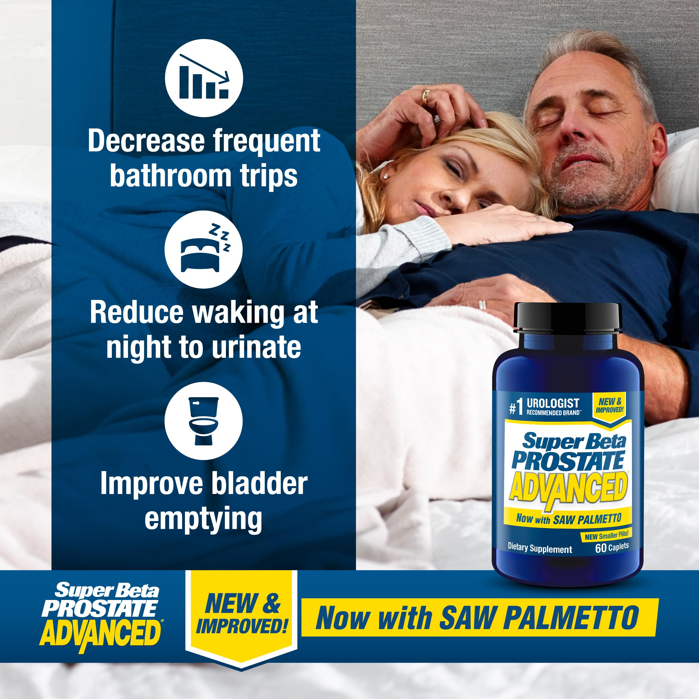 SUPER BETA PROSTATE Advanced with Saw Palmetto, Prostate Support, 60 Count | Prostate Health Supplements for Men, Bladder & Urinary Support, Promote Sleep