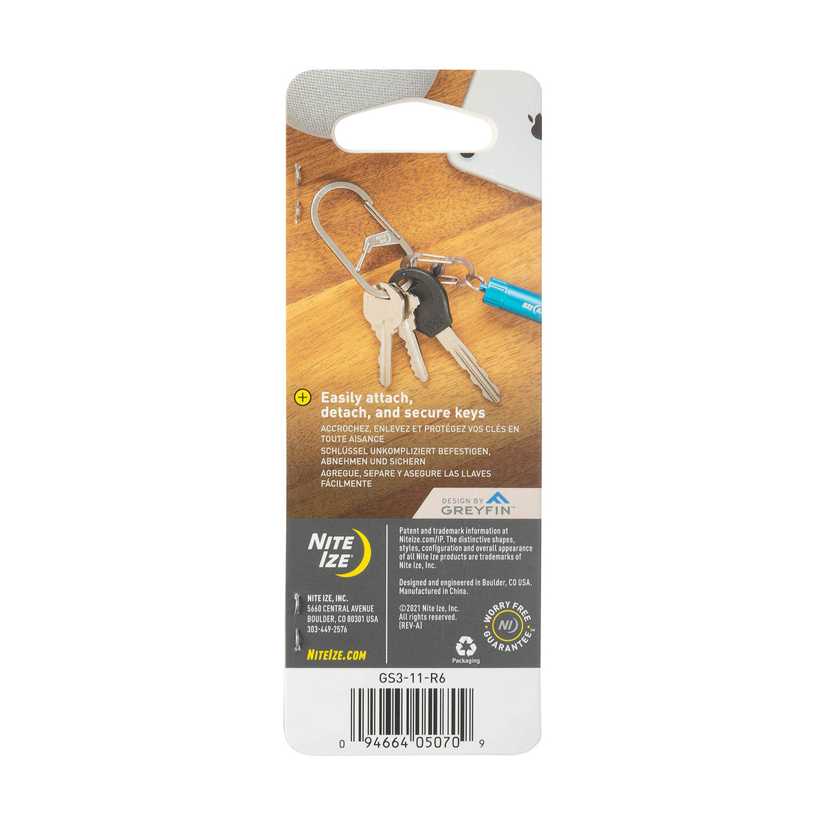 Nite IZE GS3-11-R6 G-Series Dual Chamber Carabiner, Size #3 1-Pack, Stainless Steel